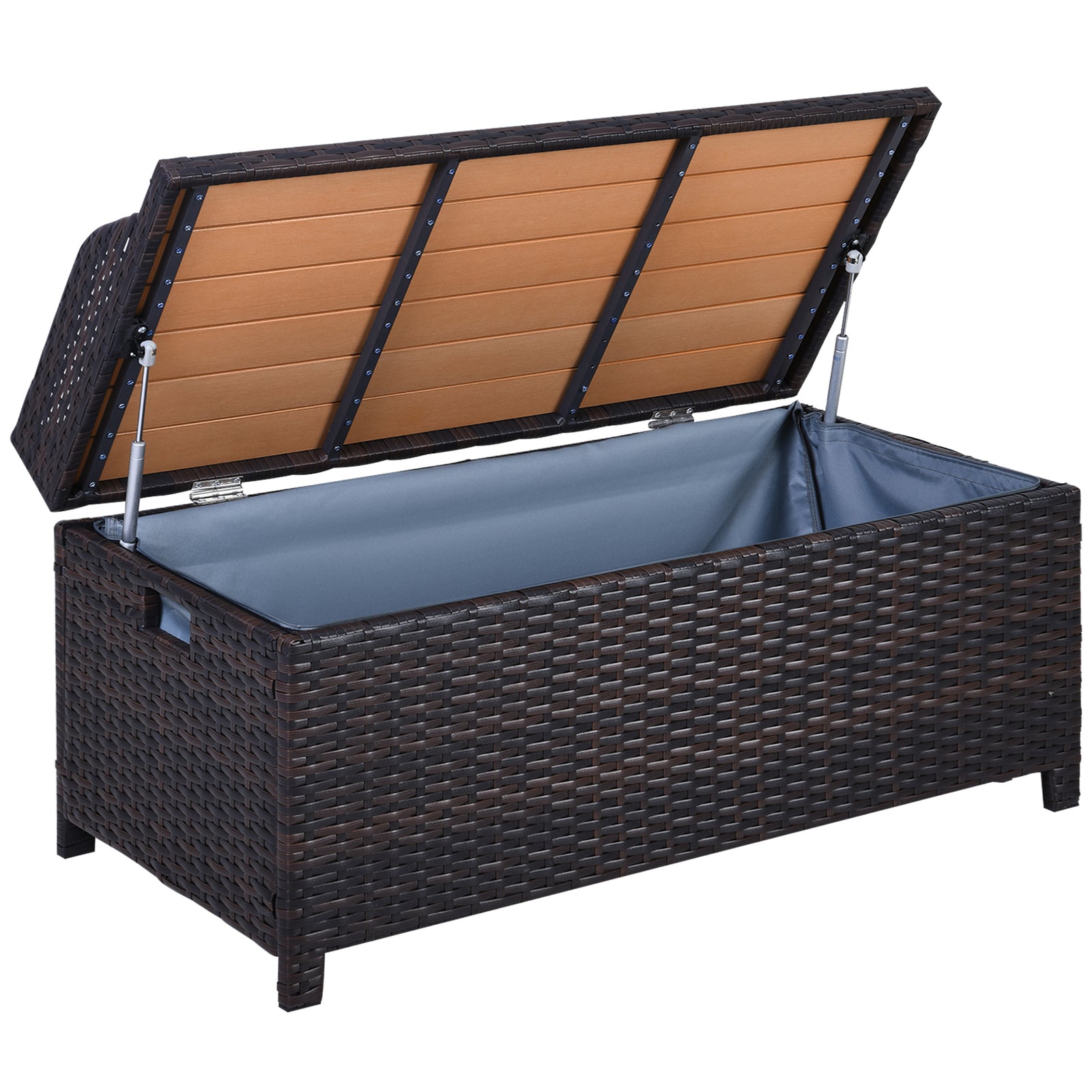 Pe Rattan Outdoor Storage Benches, Aluminium Garden Bench | Brown