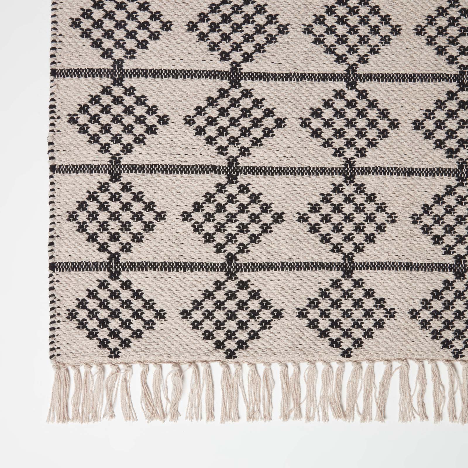 Adana Handwoven Monochrome Cotton Textured Rug | 150cm x 95cm | Natural