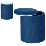 Round Storage Ottoman With Removable Top | Blue