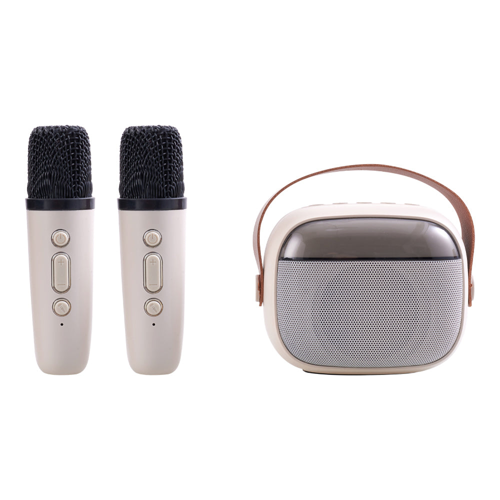 Portable Karaoke Speaker With Two Wireless Microphones And Rgb Lights | White