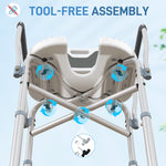 Padded Bath Chair With Slotted Seat And Adjustable Height | One Size | Grey