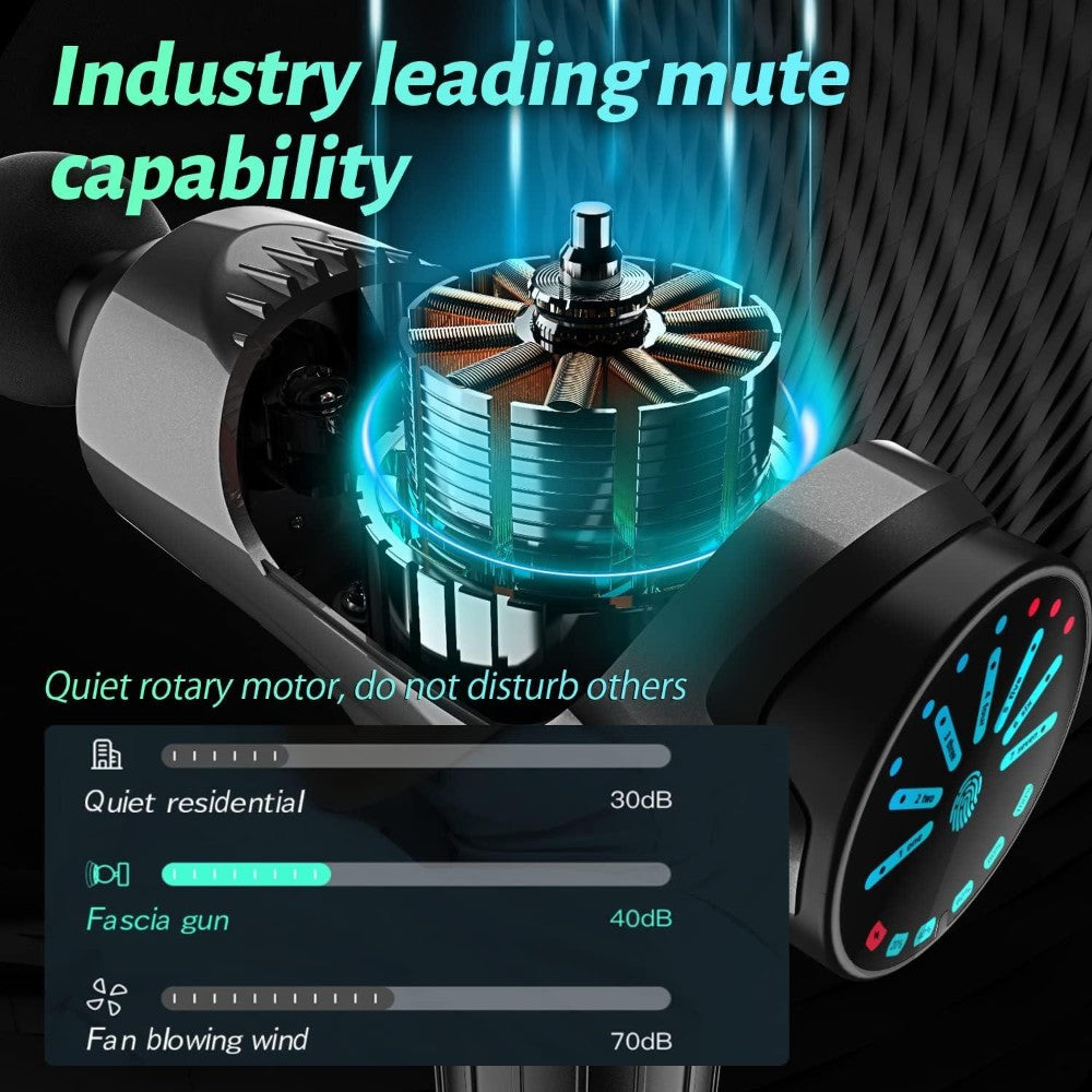 Dyzi Massage Gun Deep Tissue Lcd Touch 7 Speed Cordless Handheld 12 Heads