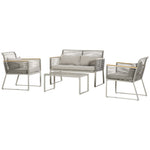 4 Pcs Patio Round Pe Rattan Sofa Set
