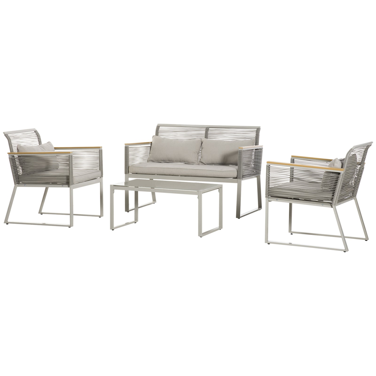 4 Pcs Patio Round Pe Rattan Sofa Set