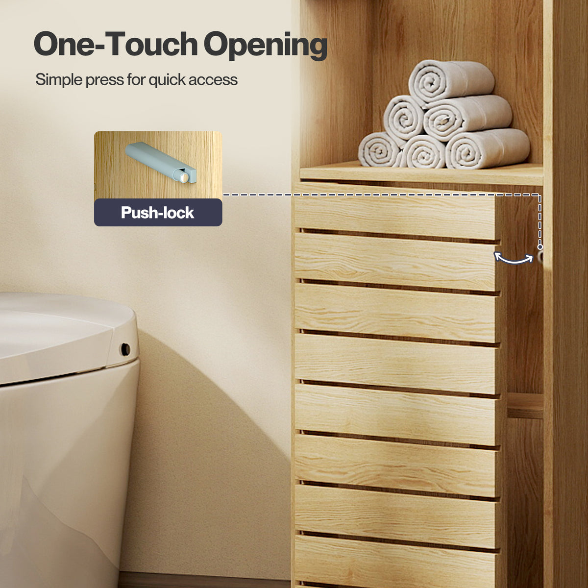 Bathroom Storage Cabinet Hallway Tall Cupboard Adjustable Shelf Oak