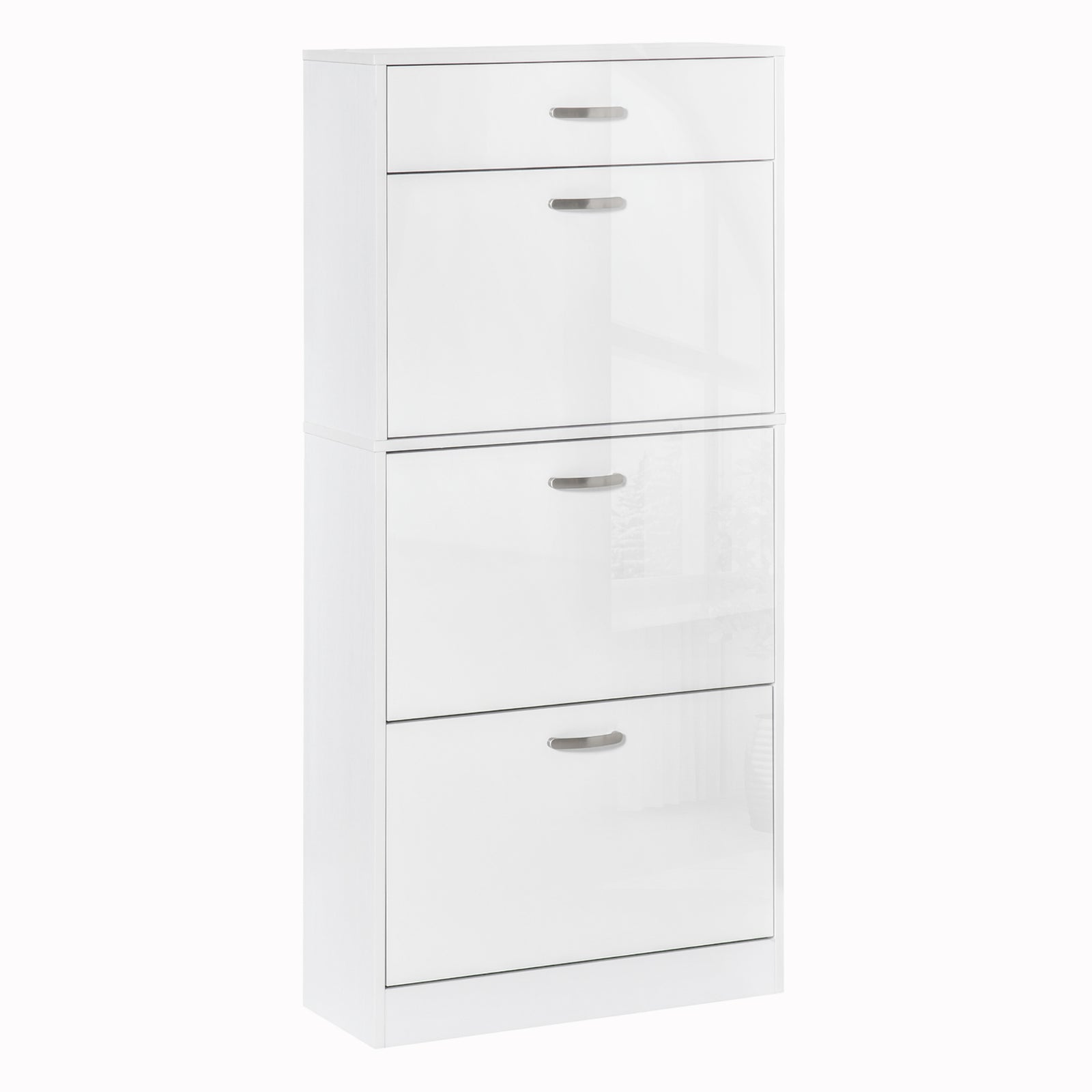 High Gloss Shoe Cabinet 4 Drawers Shoe Storage For 18 Pairs