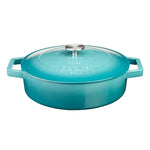 Cast Iron Casserole Dish 28cm Oven Proof Enamelled Pan With Lid | Blue