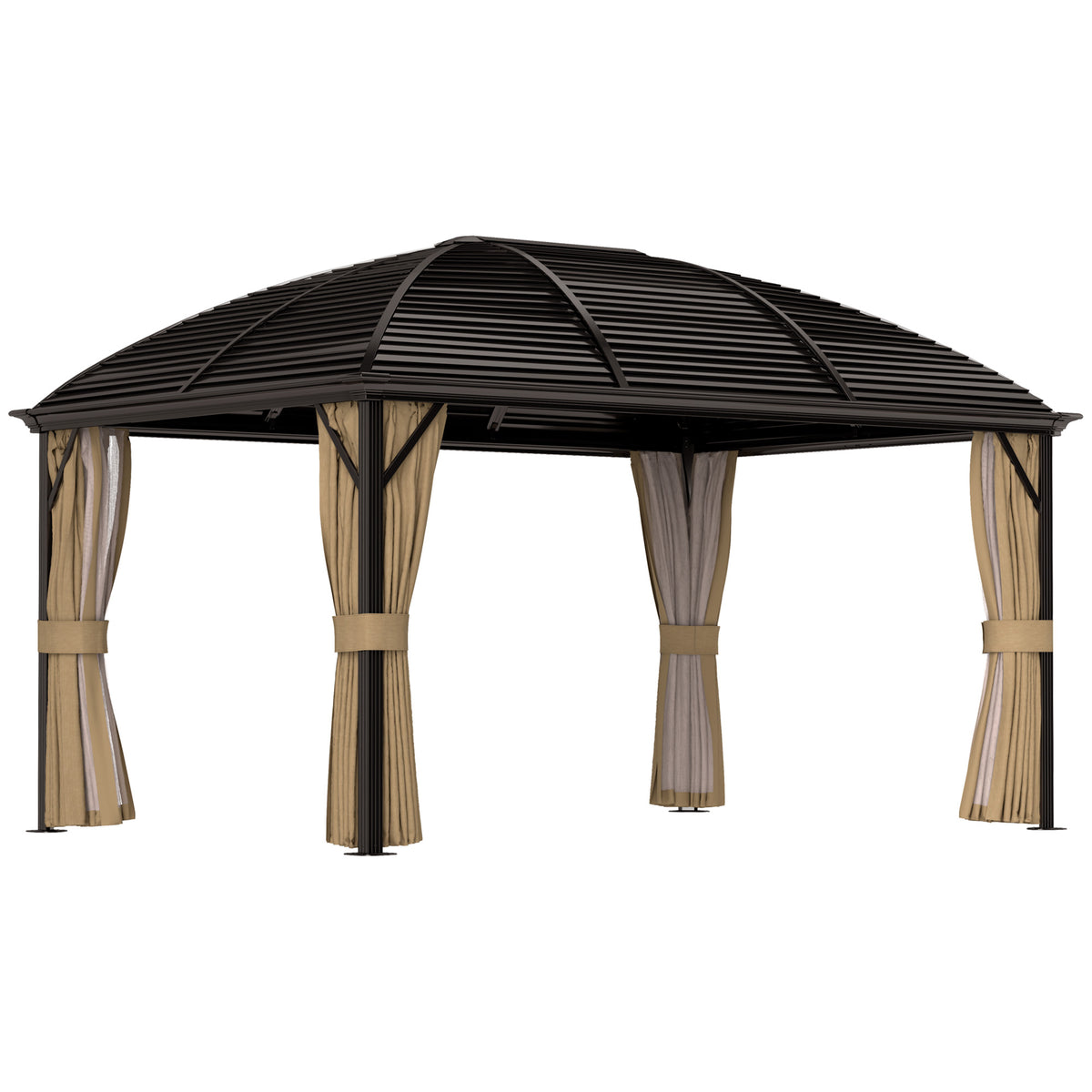 3x4m Hardtop Gazebo With Metal Roof And Aluminium Frame | Brown