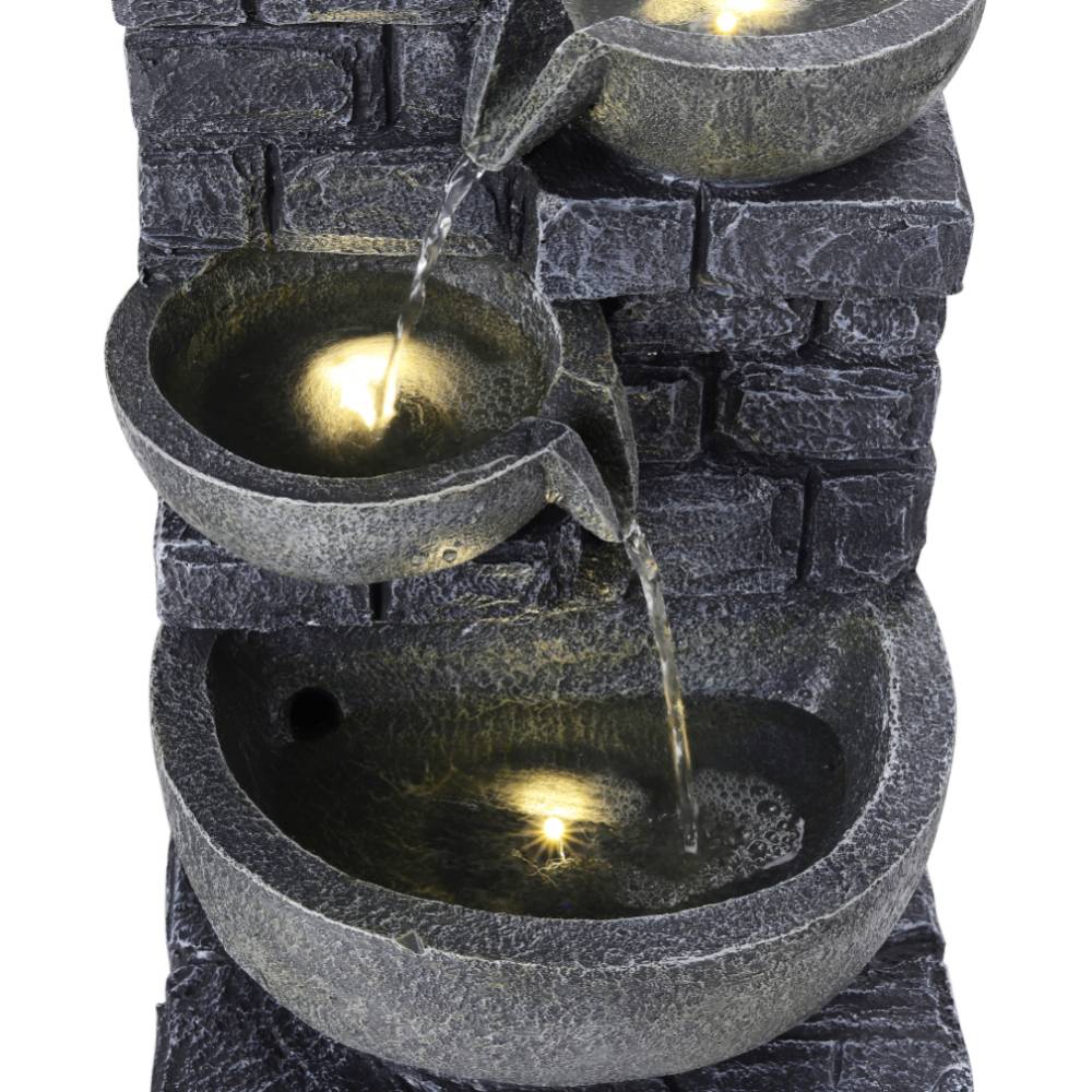 Rustic Solar Water Fountain With Led Lights