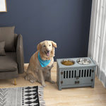 Raised Dog Bowls For Large Dogs Feeding Station W/ Stand, Storage | Gray