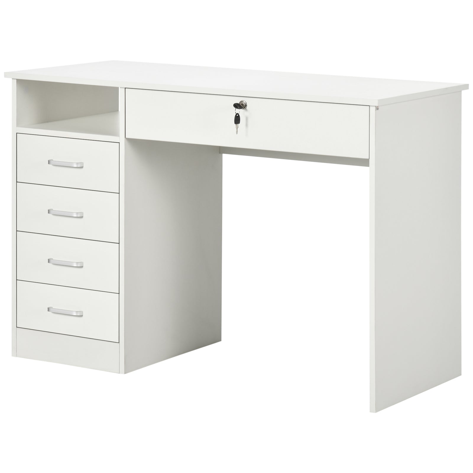 Computer Desk Writing Desk With Five Drawers For Home Office | White