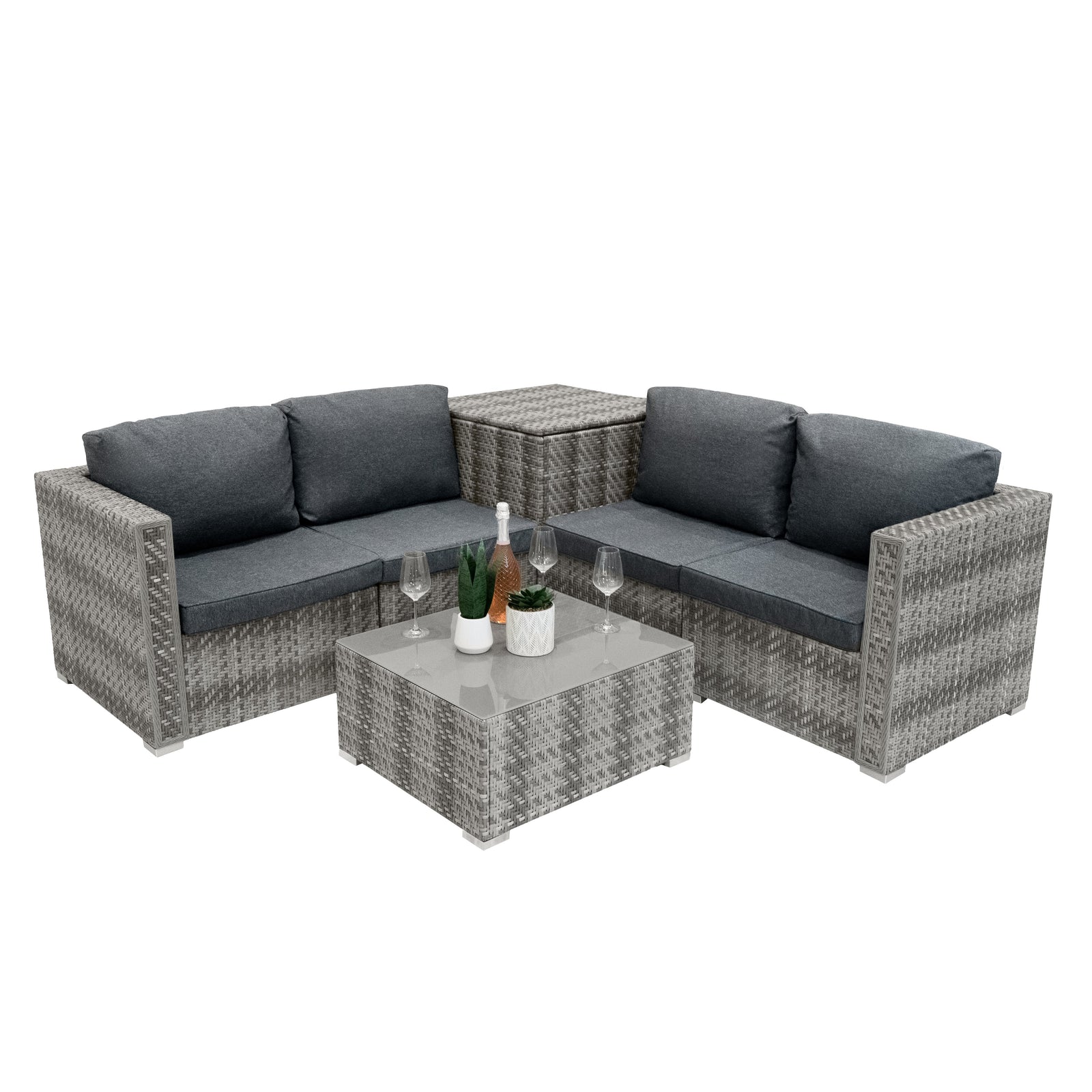 Rattan Modular 6 Piece Furniture Set | Grey