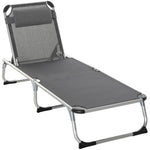 Folding Outdoor Lounger W/ Pillow | Dark Gray