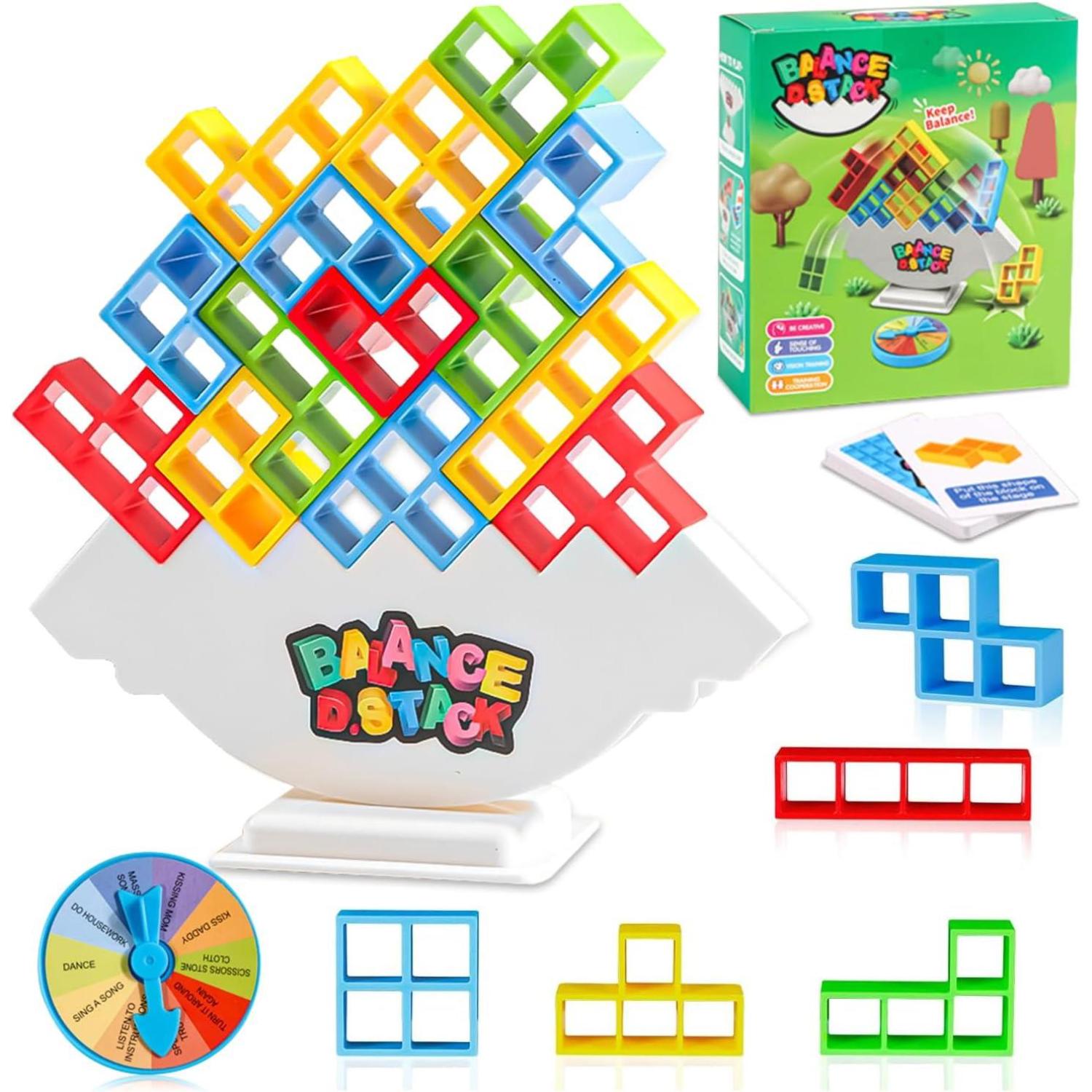 Dyzi Balance Tower Stacking Game 73 Piece Family Tabletop Toy Set