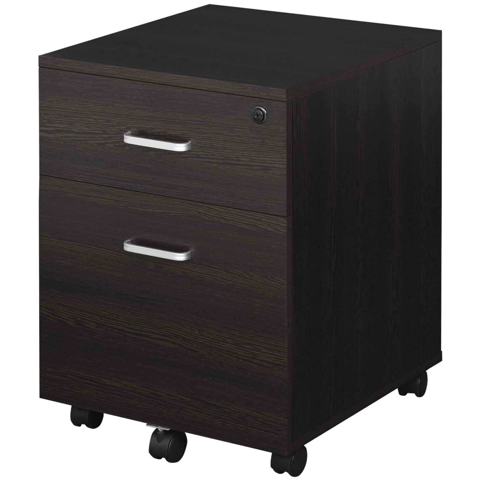 2 Drawer Locking Office Filing Cabinet 5 Wheels | One Size | Black