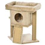 Cat Tree Activity Centre W/ Scratching Pad, Toy Ball, Cat House | Brown