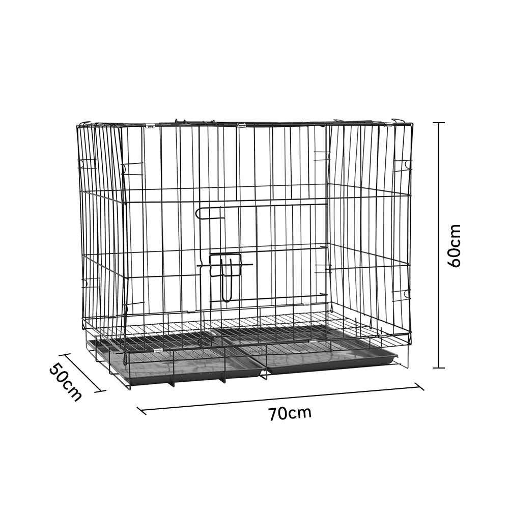 Wire Dog Crate With 2 Doors And Tray | Medium | Black