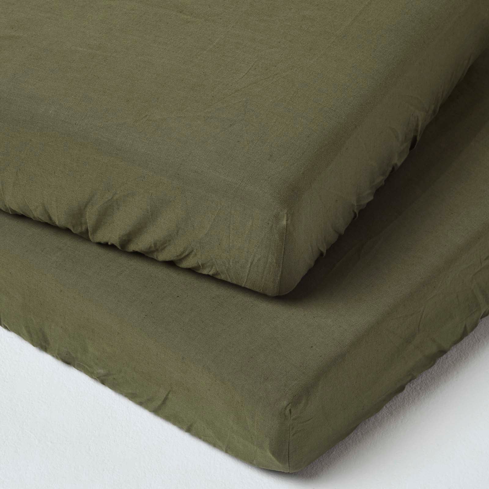 Linen Cot Bed Fitted Sheets 70 X 140 Cm, Pack Of 2 | Cot Bed | Green