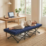 Camping Cot Heavy Duty Folding Bed With Soft Pad | Blue