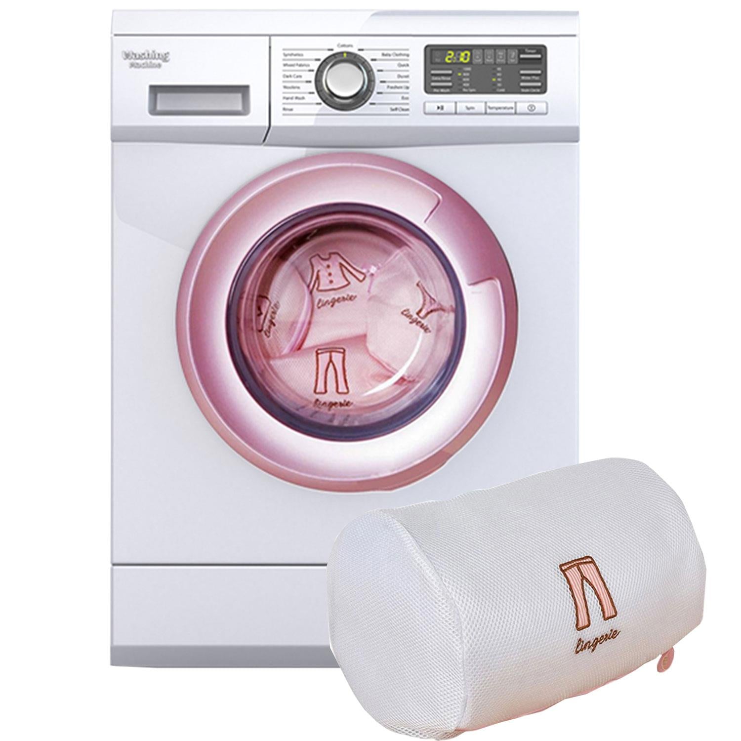 Zippered Mesh Laundry Clothes Trouser Washing Bag, White