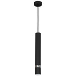 Joker Contemporary Pendant Lamp 1xgu10 Hand Made Cylindrical Style Light Finished In Matt Black With Chrome Detail