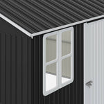 12x10ft Outdoor Metal Storage Shed With Apex Roof Lockable Doors, 2 Transparent Windows & 4 Ventilation Panels