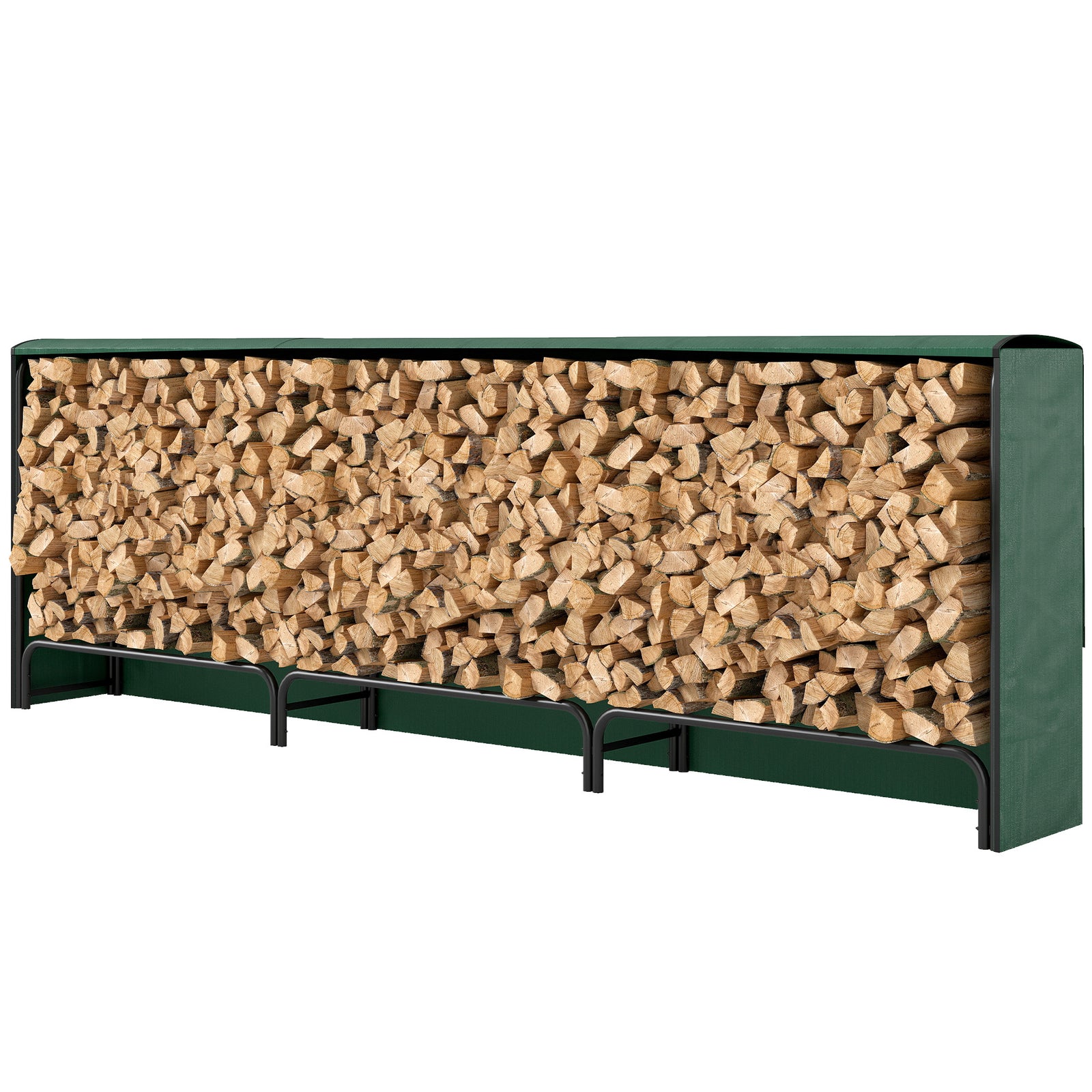 Metal Firewood Rack, Log Holder, 300 X 36 X 99 Cm | Green