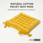 Quilted Velvet Chair Pad, 40 X 40 Cm | Set of 4 | Yellow