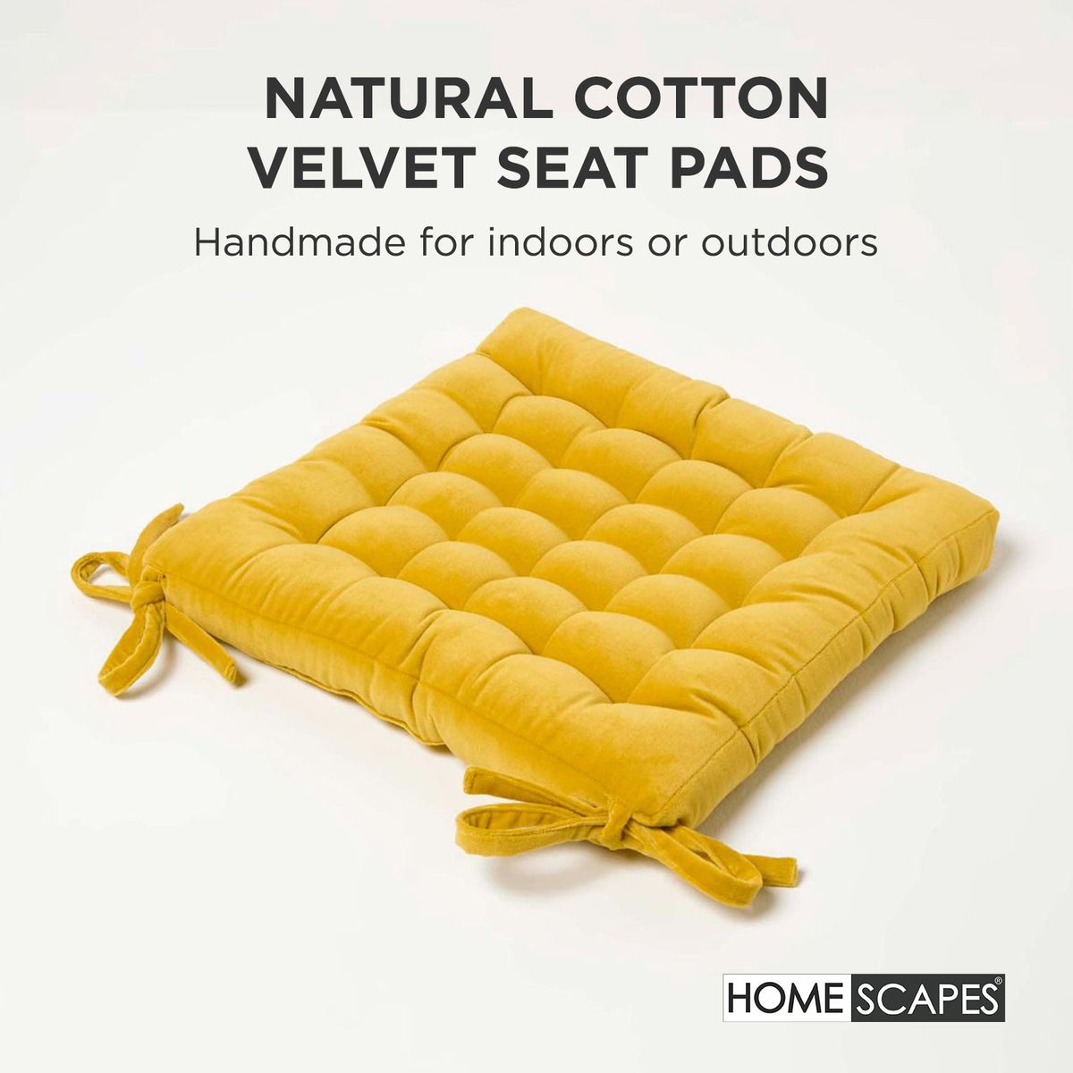 Quilted Velvet Chair Pad, 40 X 40 Cm | Set of 4 | Yellow