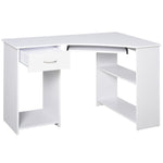 L-shaped Corner Computer Desk W/ 2 Shelves Worktop Keyboard | White