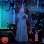 74" Witch Halloween Decoration With Light Up Eyes And Body, White
