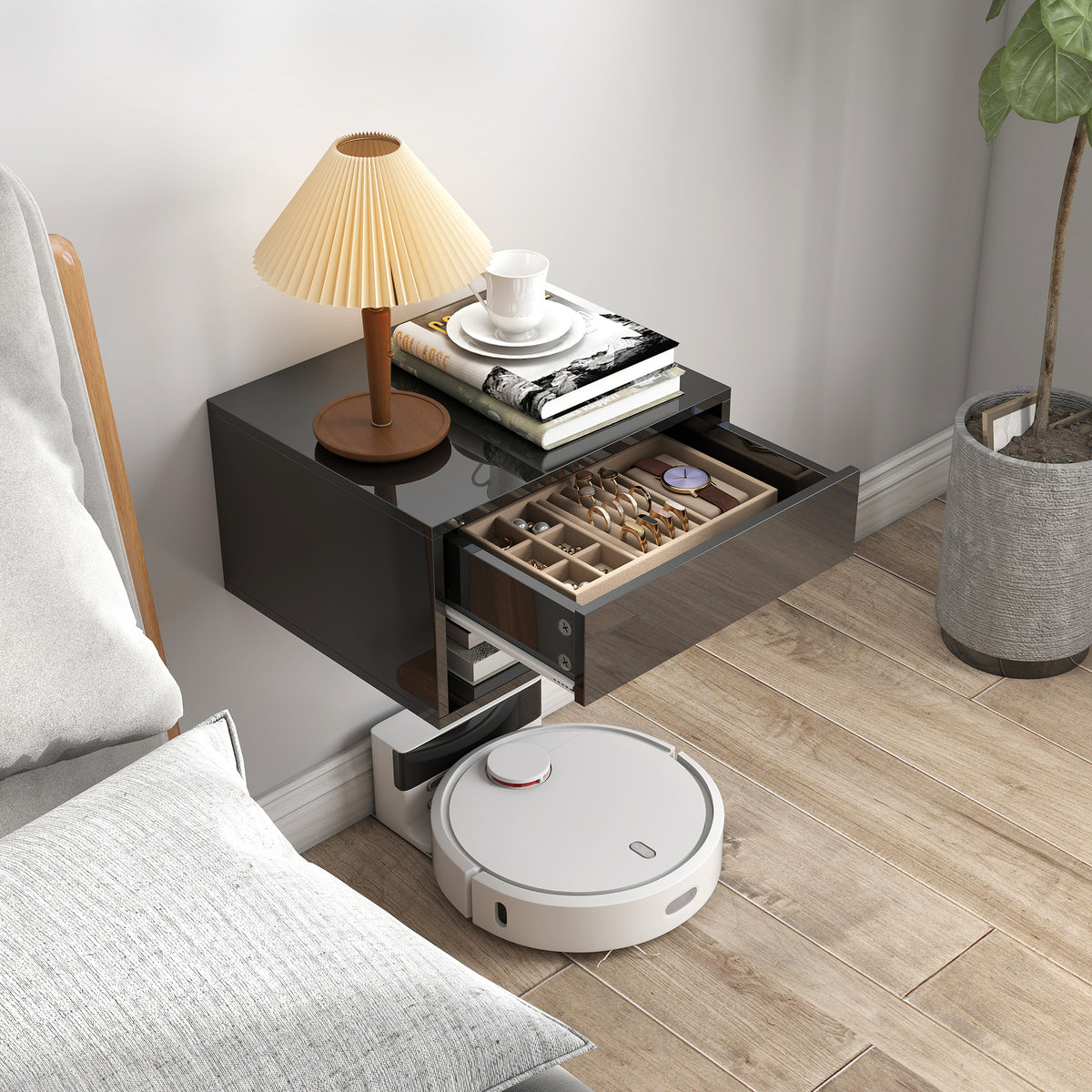 HOMCOM Floating Bedside Tables Set Of 2