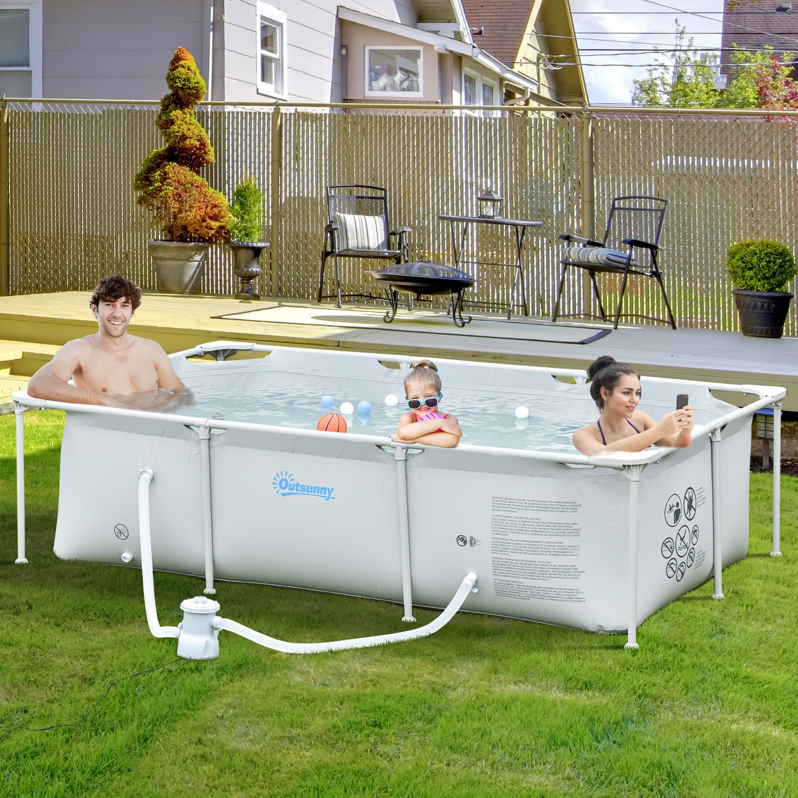 Steel Frame Pool With Filter Pump, Reinforced Sidewalls | Charcoal Gray