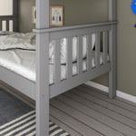 Carra Wooden Single Bunk Bed With Memory Foam Mattresses | Single | Grey