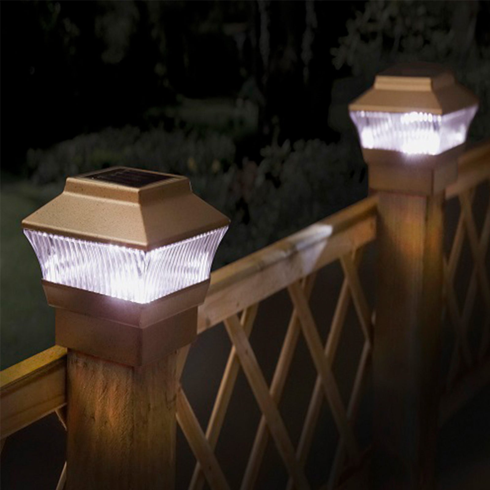 Solar Powered LED Post Lights Fit standard Post Pack Of 2 Bronze