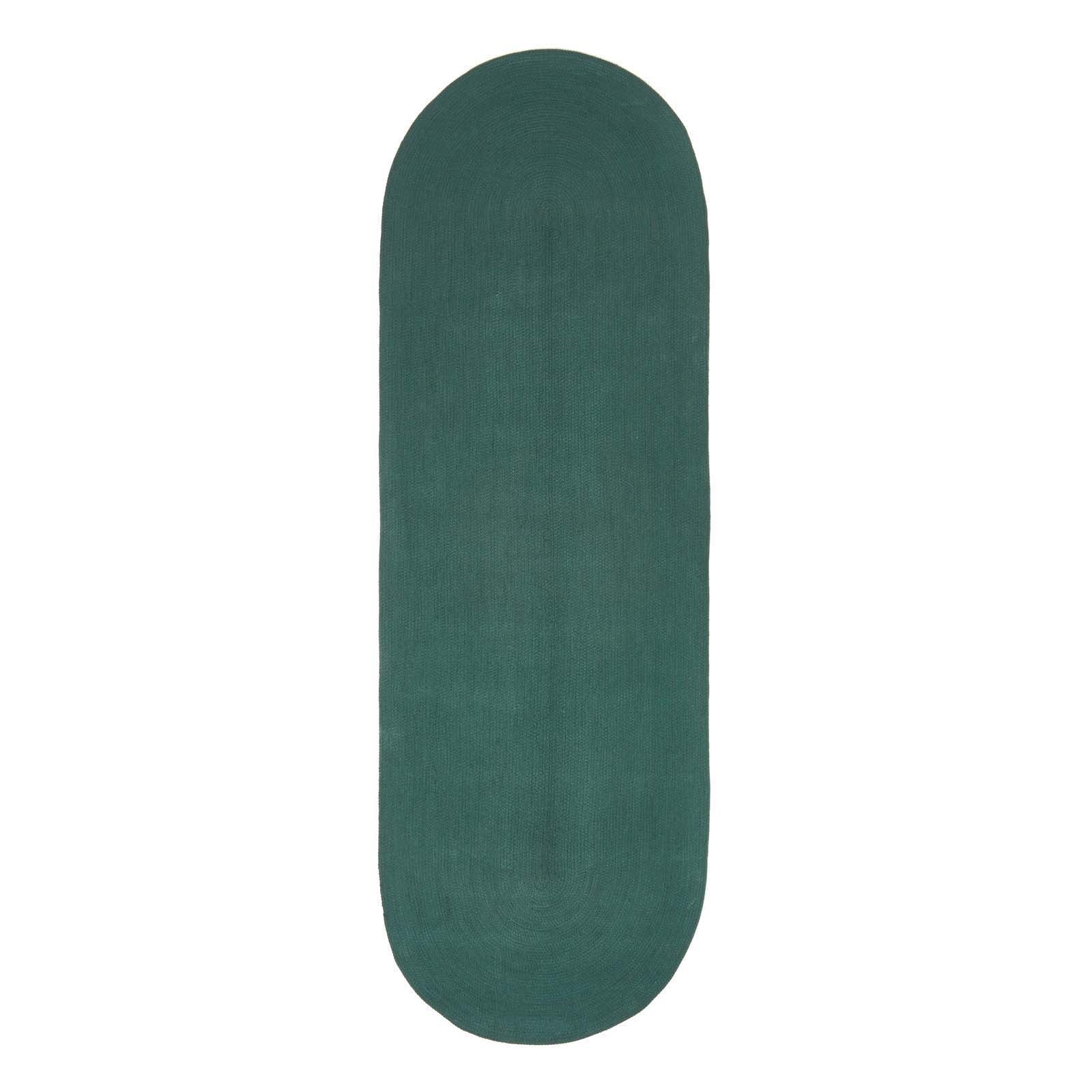 Handmade Woven Braided Oval Rug | 200cm | Forest Green