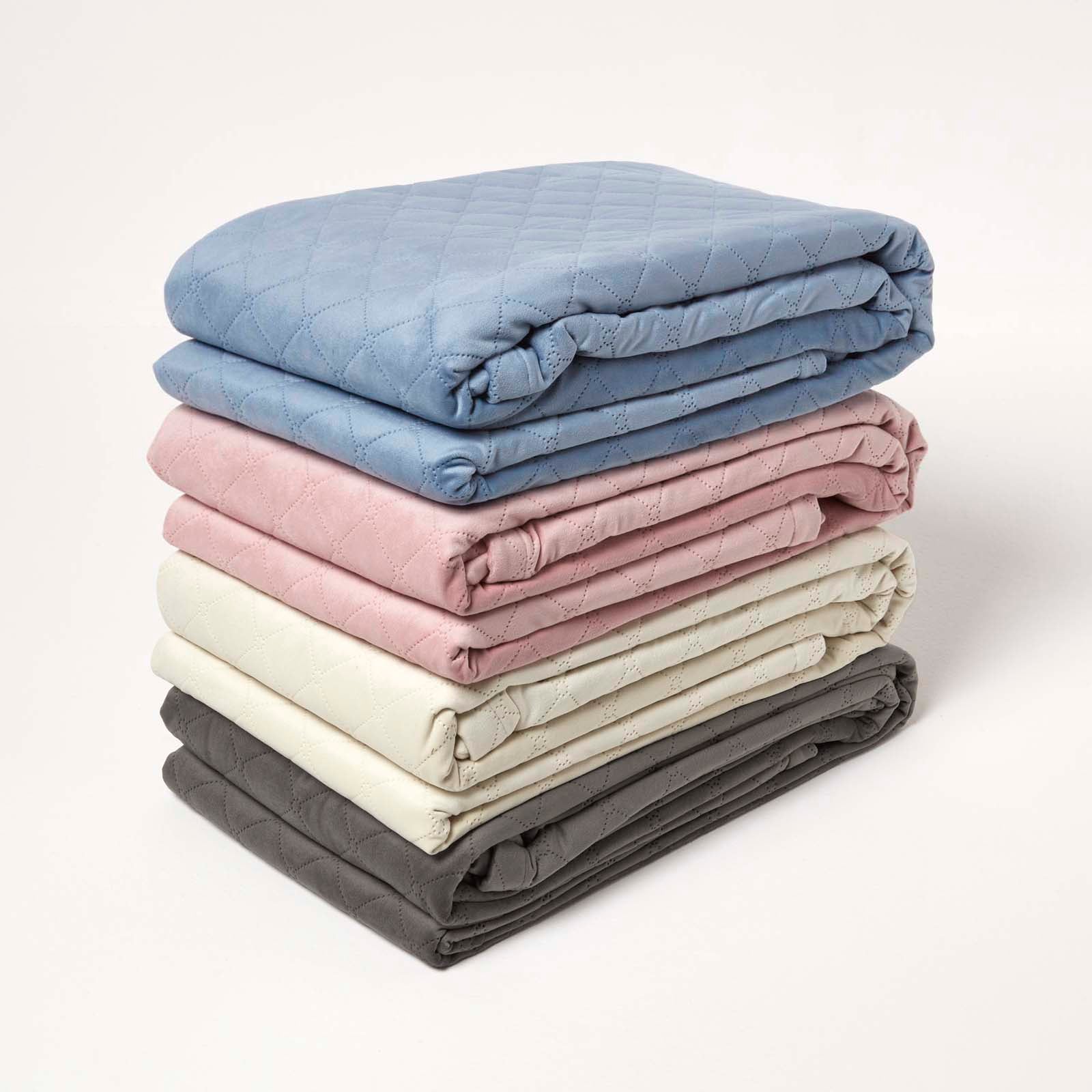 Diamond Quilted Velvet Bed Throw | 150cm x 200cm | Pink
