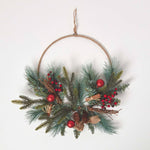 HOMESCAPES Round Metal Hoop Traditional Christmas Wreath