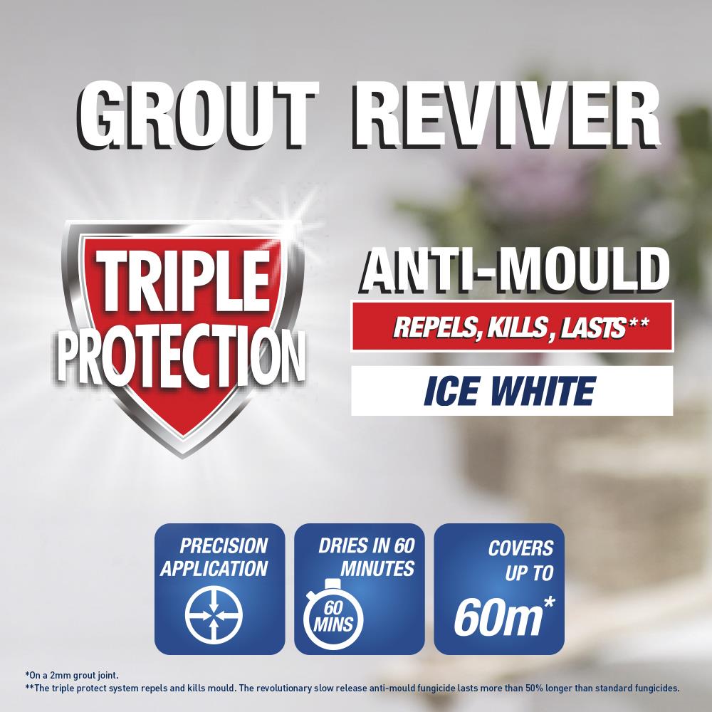 Easy To Use Triple Protection Anti-mould Grout Reviver Pen 7ml, 4 Pack