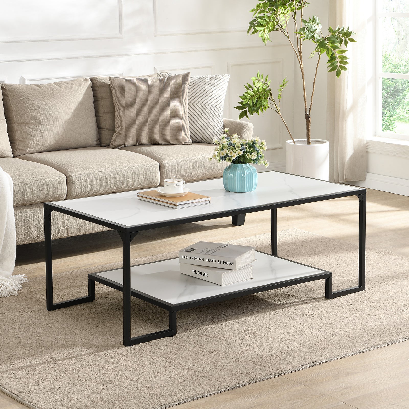 Zenith Rectangular Coffee Table With Shelf