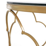 HOMCOM Nesting Tables Set Of 2, Side End Table With Glass Top, Gold Tone