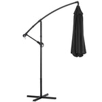 3m Banana Cantilever Patio Parasol For Outdoor Sunshade And Rain With Cross Base | One Size | Black