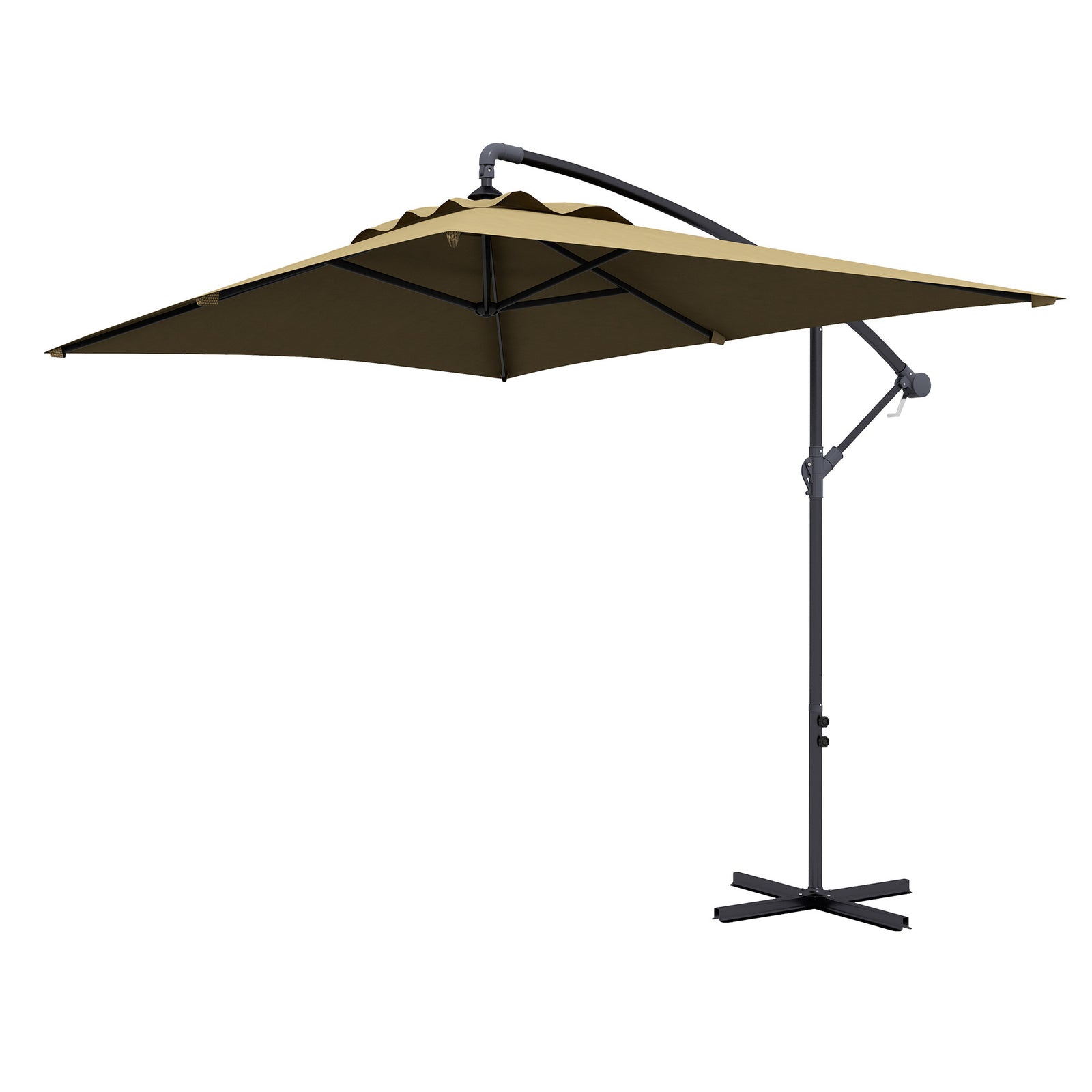 3m Cantilever Banana Parasol W/ Cross Base | Brown