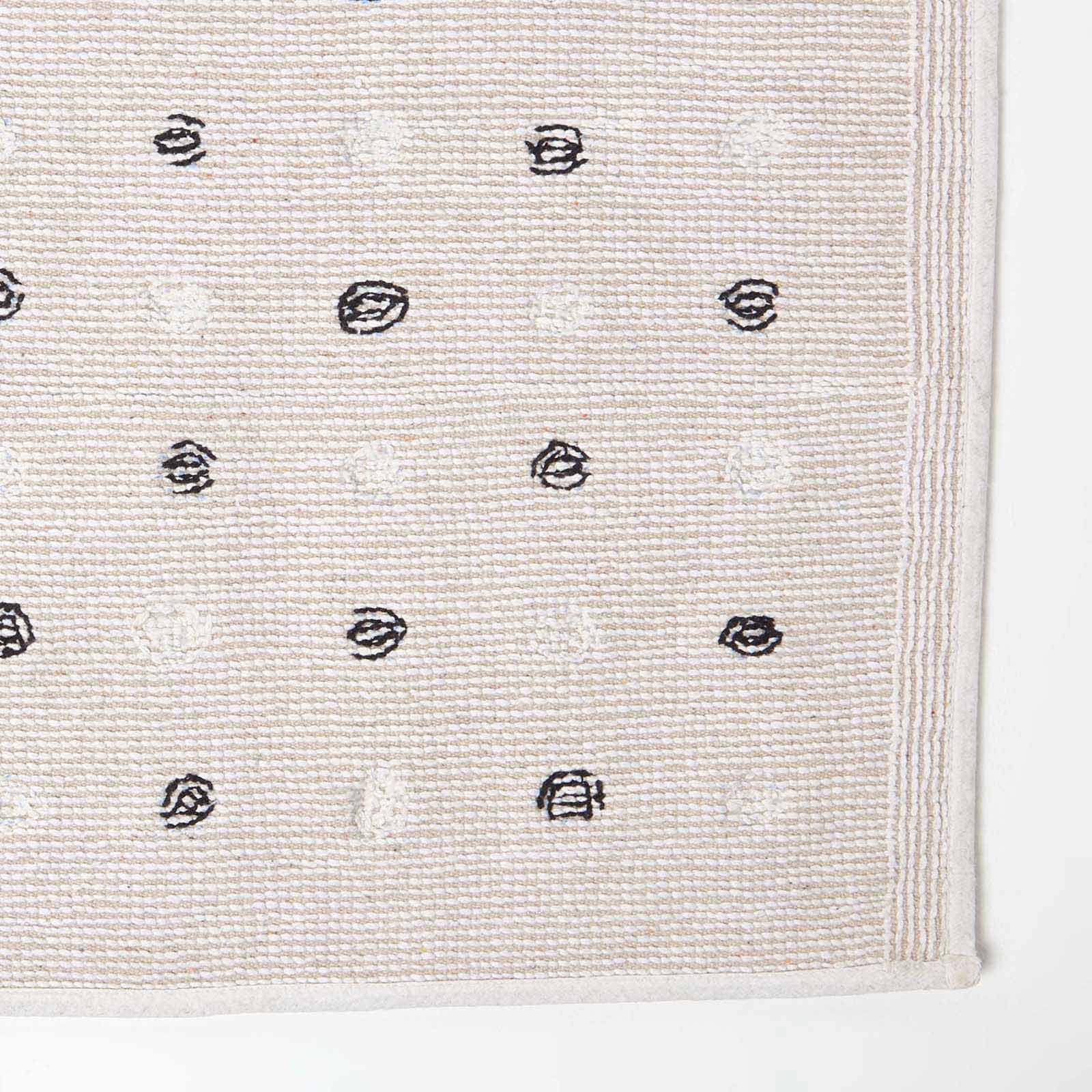Tufted Cotton Bath Mat With Polka Dot Design | 50 x 80cm | Black & White