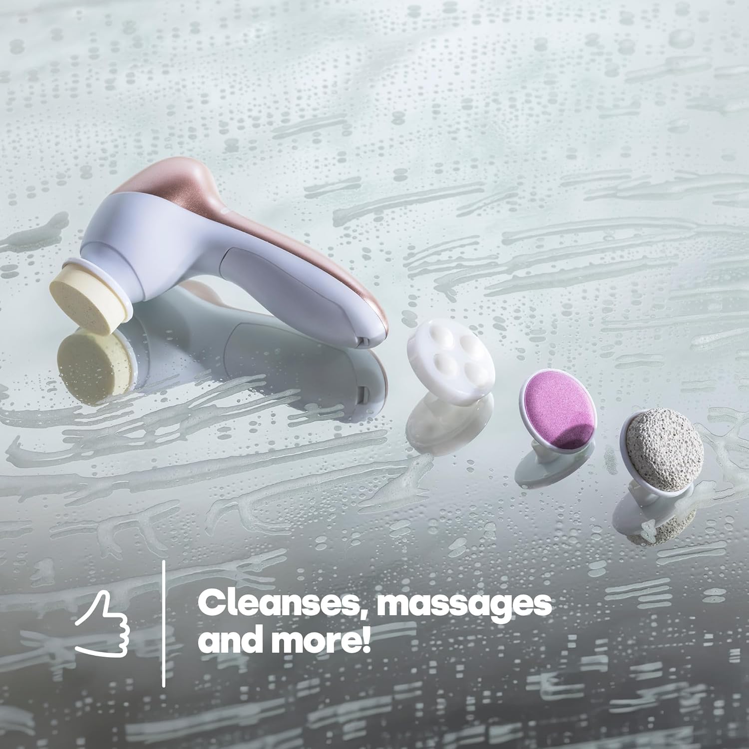 7 In 1 Skin Cleanser Rose Gold Electric Facial Brush With Attachments