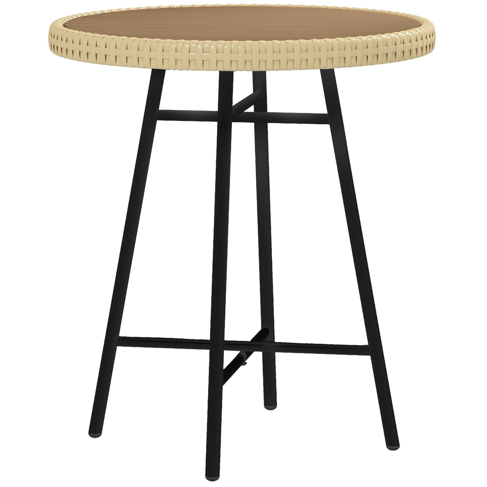 Outdoor Coffee Table, Plastic Wood Top, X-shape Support | Yellow