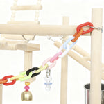 PawHut Wooden Bird Playground With Ladders, Chain Toy, Steel Cups And Tray