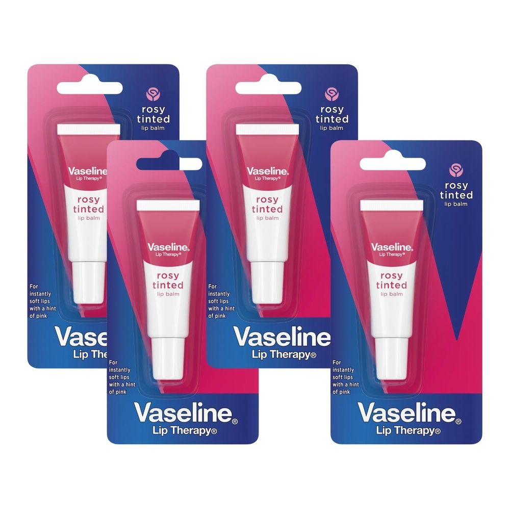 Lip Therapy Rosy Tinted Lip Balm Pocket Tube 10g Pink Hint | Set of 4 | Pink