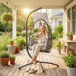 Hanging Egg Chair, Swinging Hammock Chair With Stand, Dark Grey