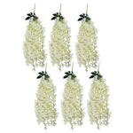 Pack Of 6 X 80cm Hanging Wisteria Flowers In Cream